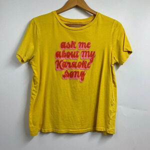 Dando Women's Ask Me About My Karaoke‎ Song Short Sleeve T Shirt Size L